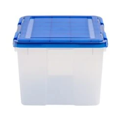 Iris WeatherPro 55.7 Qt. Latch Lid Storage Bin, Clear/Blue (500201)