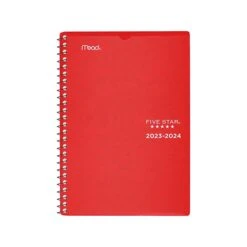 2023-2024 Five Star 5.5" X 8.5" Academic Weekly & Monthly Student Planner, Plastic Cover, Assorted Colors, Each (CAW451-00-24)