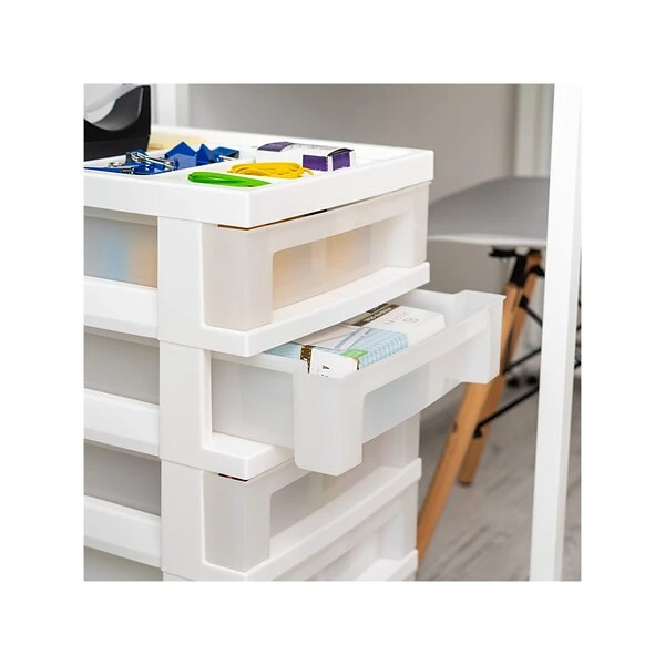 Iris 5-Drawer Storage Cart, White/Translucent White (585007) 5 Iris 5-Drawer Storage Cart, White/Translucent White (585007) - Image 3