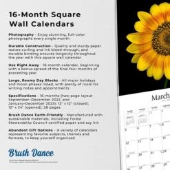 2023 Brush Dance In The Garden 12" X 12" Monthly Wall Calendar, (9781975454609) -Bostich Shop 0EE8AE51 D1A7 4307 A414AB112EA11273 s7