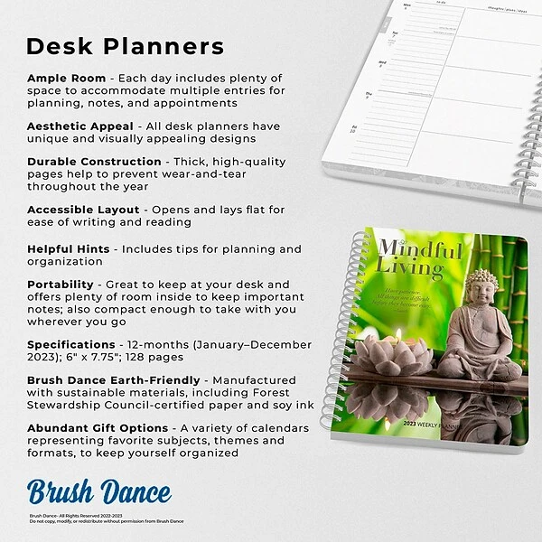2023 Brush Dance Mindful Living 6" X 7.75" Weekly Desk Planner, Multicolor (9781975454678) 6 2023 Brush Dance Mindful Living 6" X 7.75" Weekly Desk Planner, Multicolor (9781975454678) - Image 4
