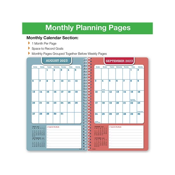 2023-2024 Global Printed Products 5.5" X 8.5" Academic Weekly & Monthly Planner, Paperboard Cover, White (SC23-SM-5585-S) 4 2023-2024 Global Printed Products 5.5" X 8.5" Academic Weekly & Monthly Planner, Paperboard Cover, White (SC23-SM-5585-S) - Image 2