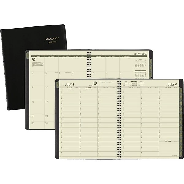 2023-2024 AT-A-GLANCE 8.88" X 11.38" Academic Weekly & Monthly Appointment Book, Faux Leather Cover, Black (70-957G-05-24) 5 2023-2024 AT-A-GLANCE 8.88" X 11.38" Academic Weekly & Monthly Appointment Book, Faux Leather Cover, Black (70-957G-05-24) - Image 3