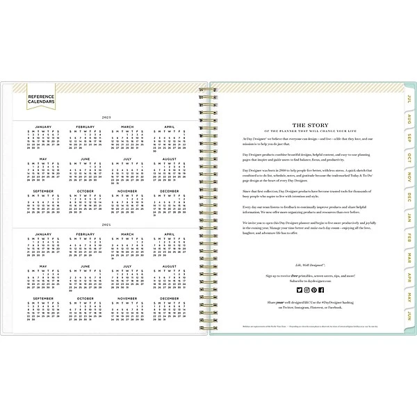 2023-2024 Blue Sky Day Designer Secret Garden Mint 8.5" X 11" Academic Weekly & Monthly Planner, Plastic Cover (137896-A24) 5 2023-2024 Blue Sky Day Designer Secret Garden Mint 8.5" X 11" Academic Weekly & Monthly Planner, Plastic Cover (137896-A24) - Image 3