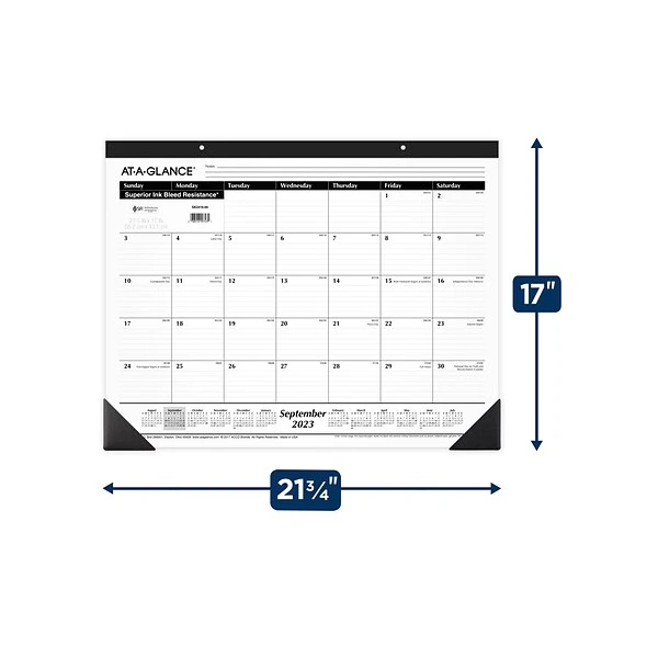 2023-2024 AT-A-GLANCE 21.75" X 17" Academic Monthly Desk Pad Calendar, White/Black (SK2416-00-24) 6 2023-2024 AT-A-GLANCE 21.75" X 17" Academic Monthly Desk Pad Calendar, White/Black (SK2416-00-24) - Image 4
