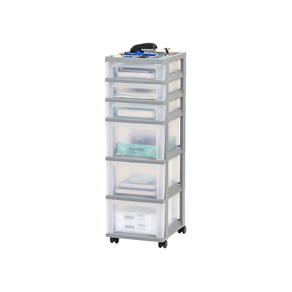 Iris 6-Drawer Storage Cart, Gray/Translucent White (585087) 4 Iris 6-Drawer Storage Cart, Gray/Translucent White (585087) - Image 2