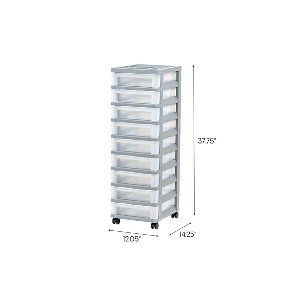 Iris 9-Drawer Standalone Storage Cart, Gray/Translucent White (585084) 3 Iris 9-Drawer Standalone Storage Cart, Gray/Translucent White (585084)