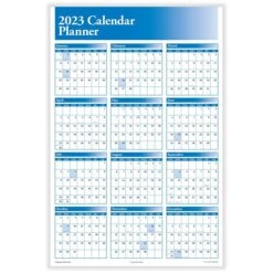 2023 ComplyRight 24" X 36" Yearly Dry Erase Wall Calendar, Reversible, Blue (J0056BL)