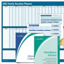 2023 ComplyRight Attendance Tracking Kit, 24" X 36" Yearly Dry Erase Wall Calendar, Blue/White (A0101)