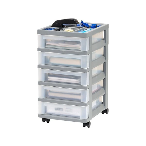 Iris 5-Drawer Storage Cart, Gray/Translucent White (585086) 4 Iris 5-Drawer Storage Cart, Gray/Translucent White (585086) - Image 2