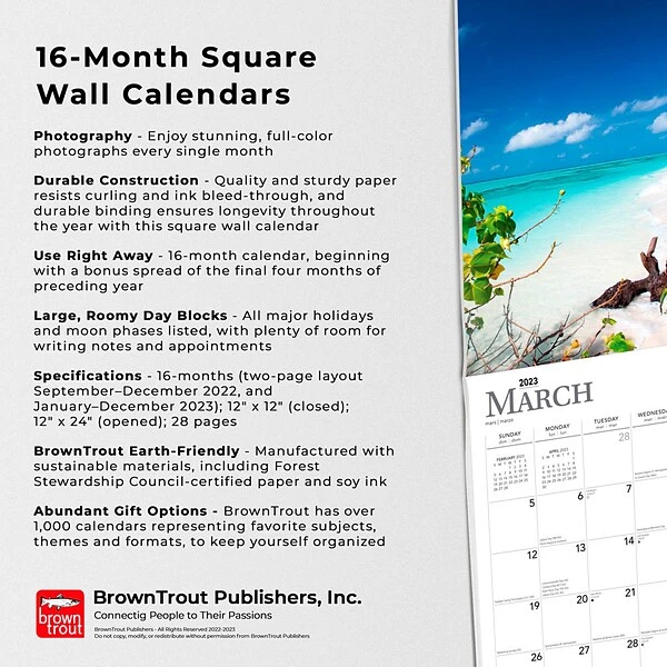2023 BrownTrout Paradise 12" X 12" Monthly Wall Calendar (9781975448912) 6 2023 BrownTrout Paradise 12" X 12" Monthly Wall Calendar (9781975448912) - Image 4