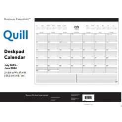 2023-2024 Quill Brand® Academic Monthly Desk Pad Calendar; Black, 17" X 22" (QDMA90MW24)