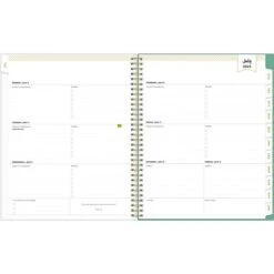 2023-2024 Blue Sky Day Designer Palms 8.5" X 11" Academic Weekly & Monthly Planner, Plastic Cover, White/Green (137891-A24)