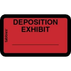 Tabbies Deposition Exhibit Labels, Pre-Printed, 1" X 1 5/8", Red, 252/Pack (58095)
