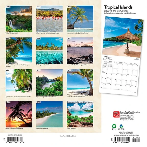 2023 BrownTrout Tropical Islands 12" X 12" Monthly Wall Calendar (9781975448929) 3 2023 BrownTrout Tropical Islands 12" X 12" Monthly Wall Calendar (9781975448929)