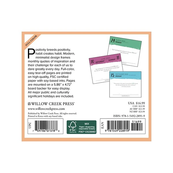2023 Willow Creek Dare Greatly 5.4" X 6.2" Day-to-Day Calendar (28919) 3 2023 Willow Creek Dare Greatly 5.4" X 6.2" Day-to-Day Calendar (28919)