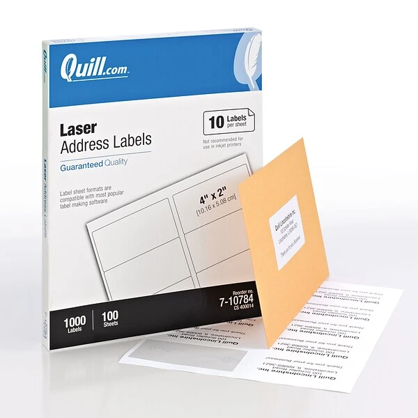 Quill® Laser Address Labels; White, 2x4", 1000 Labels, Compare To Avery 5163 3 Quill® Laser Address Labels; White, 2x4", 1000 Labels, Compare To Avery 5163