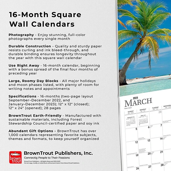 2023 BrownTrout Tropical Islands 12" X 12" Monthly Wall Calendar (9781975448929) 6 2023 BrownTrout Tropical Islands 12" X 12" Monthly Wall Calendar (9781975448929) - Image 4