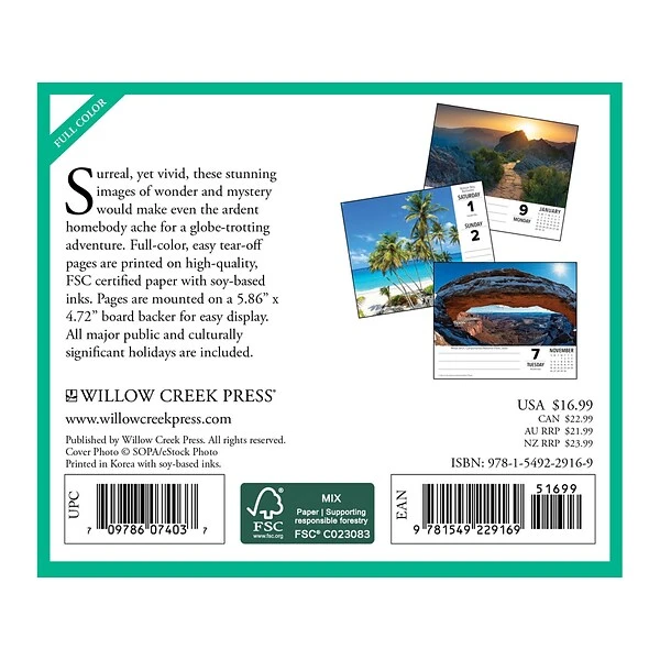2023 Willow Creek Wanderlust 5.4" X 6.2" Day-to-Day Calendar (29169) 3 2023 Willow Creek Wanderlust 5.4" X 6.2" Day-to-Day Calendar (29169)