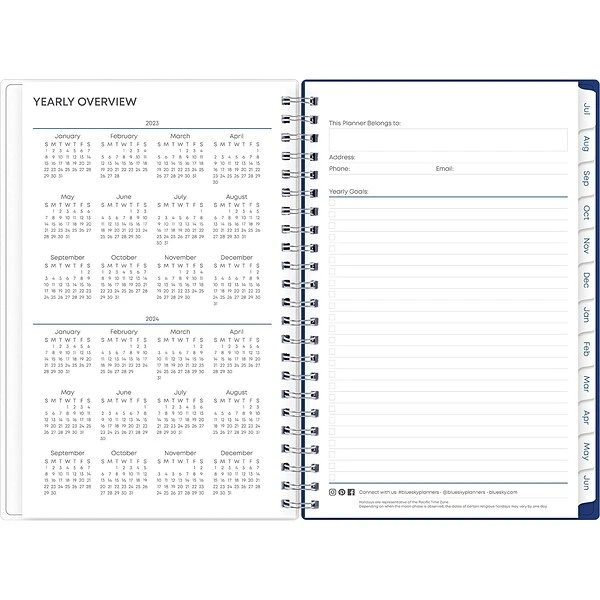 2023-2024 Blue Sky Chanson 5" X 8" Academic Weekly & Monthly Planner, Paperboard Cover, Blue (128694-A24) 5 2023-2024 Blue Sky Chanson 5" X 8" Academic Weekly & Monthly Planner, Paperboard Cover, Blue (128694-A24) - Image 3