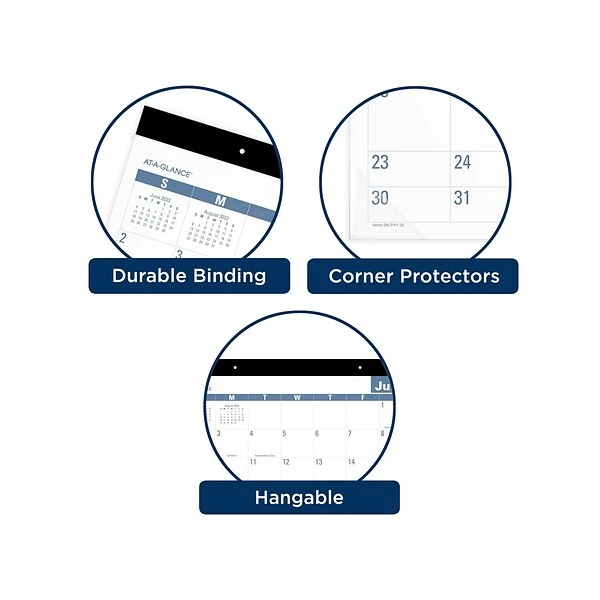 2023-2024 AT-A-GLANCE Easy-to-Read 21.75" X 17" Academic Monthly Desk Pad Calendar, Black (SKLPAY-32-24) 5 2023-2024 AT-A-GLANCE Easy-to-Read 21.75" X 17" Academic Monthly Desk Pad Calendar, Black (SKLPAY-32-24) - Image 3