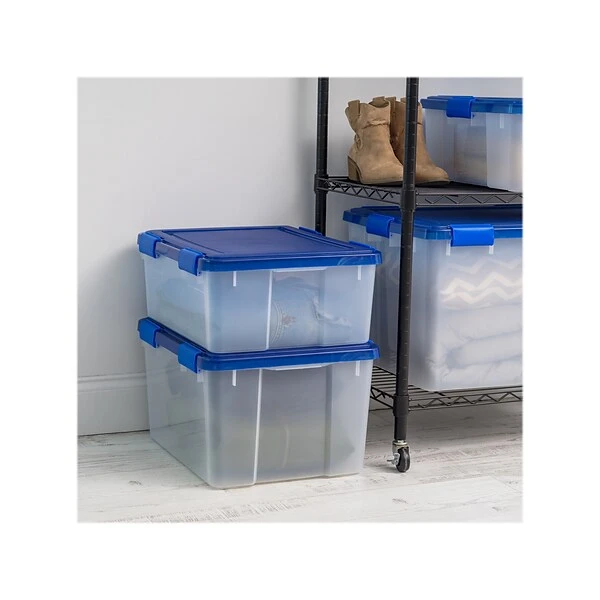 Iris WeatherPro 55.7 Qt. Latch Lid Storage Bin, Clear/Blue (500201) 8 Iris WeatherPro 55.7 Qt. Latch Lid Storage Bin, Clear/Blue (500201) - Image 6