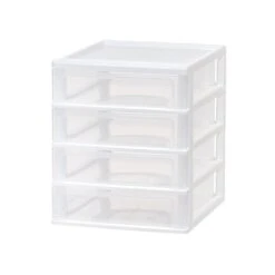 Iris 4-Drawer Desktop Unit, White/Clear, 2/Pack (587013)
