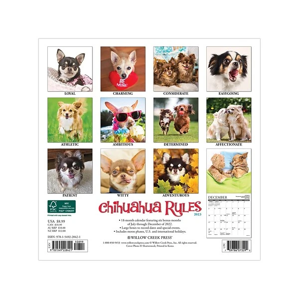 2023 Willow Creek Chihuahua Rules 7" X 7" Monthly Wall Calendar (28421) 3 2023 Willow Creek Chihuahua Rules 7" X 7" Monthly Wall Calendar (28421)