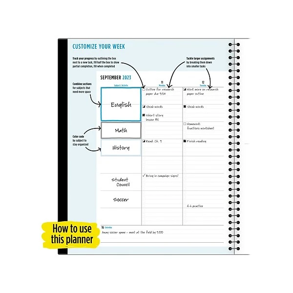 2023-2024 Five Star 8.5" X 11" Academic Weekly & Monthly Student Planner, Plastic Cover, Assorted Colors, Each (CAW651-00-24) 9 2023-2024 Five Star 8.5" X 11" Academic Weekly & Monthly Student Planner, Plastic Cover, Assorted Colors, Each (CAW651-00-24) - Image 7