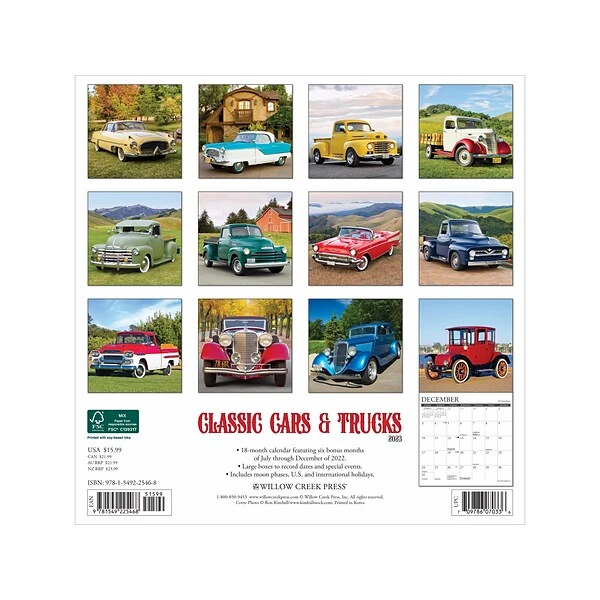 2023 Willow Creek Classic Cars & Trucks 12" X 12" Monthly Wall Calendar (25468) 3 2023 Willow Creek Classic Cars & Trucks 12" X 12" Monthly Wall Calendar (25468)