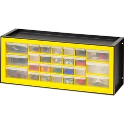 Iris 26-Drawer Desktop Storage Cabinet, Black/Yellow (500175)