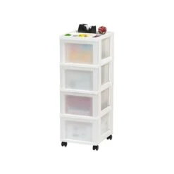 Iris 4-Drawer Storage Cart, White/Translucent White (585003)