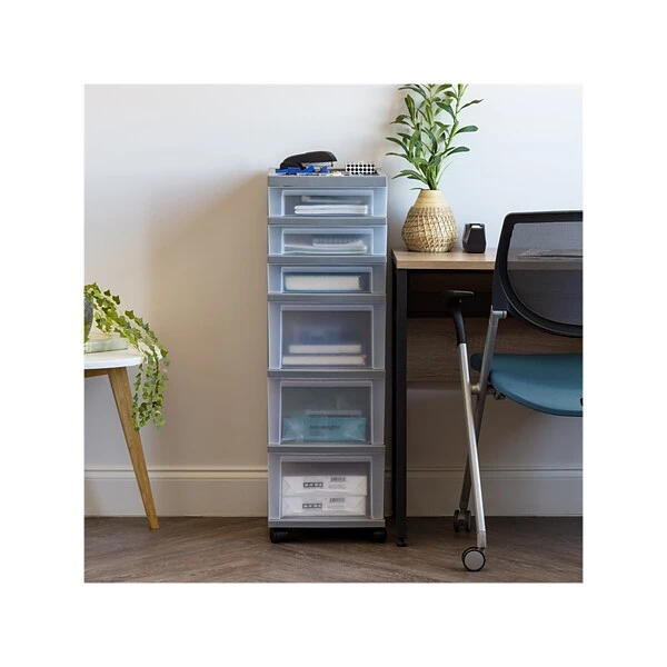Iris 6-Drawer Storage Cart, Gray/Translucent White (585087) 7 Iris 6-Drawer Storage Cart, Gray/Translucent White (585087) - Image 5