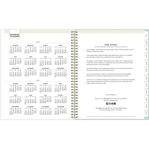 2023-2024 Blue Sky Day Designer Romance Mint 8.5" X 11" Academic Weekly & Monthly Planner, Paperboard Cover, Multicolor (142525) 6 2023-2024 Blue Sky Day Designer Romance Mint 8.5" X 11" Academic Weekly & Monthly Planner, Paperboard Cover, Multicolor (142525) - Image 4