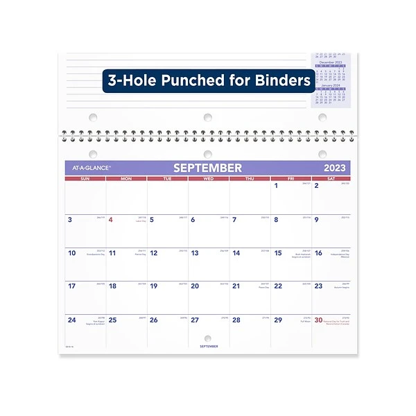 2023-2024 AT-A-GLANCE 11" X 8.13" Monthly Desk Or Wall Calendar, White/Purple/Red (SK16-16-24) 5 2023-2024 AT-A-GLANCE 11" X 8.13" Monthly Desk Or Wall Calendar, White/Purple/Red (SK16-16-24) - Image 3