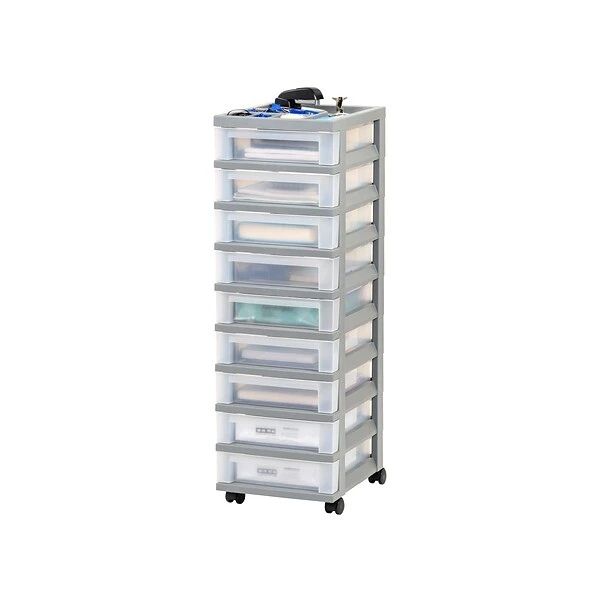 Iris 9-Drawer Standalone Storage Cart, Gray/Translucent White (585084) 4 Iris 9-Drawer Standalone Storage Cart, Gray/Translucent White (585084) - Image 2
