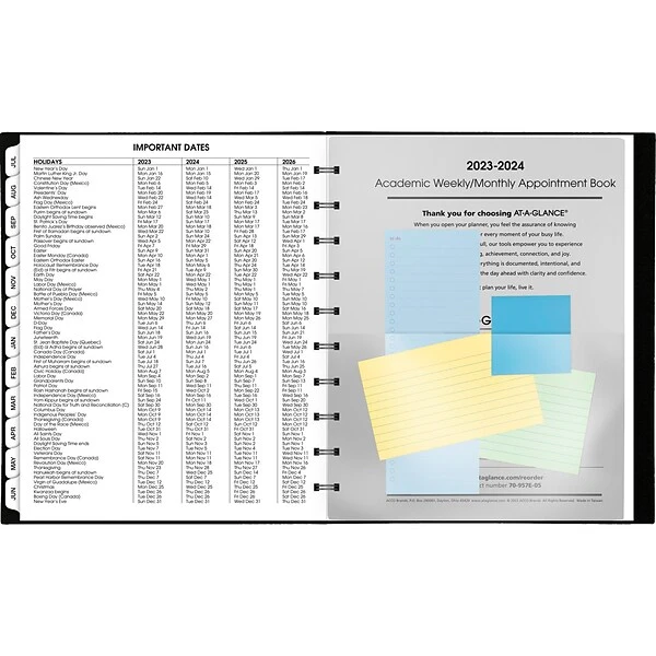 2023-2024 AT-A-GLANCE Move-a-Page 9.75" X 11.25" Academic Weekly/Monthly Appointment Book, Plastic Cover, Black (70-957E-05-24) 8 2023-2024 AT-A-GLANCE Move-a-Page 9.75" X 11.25" Academic Weekly/Monthly Appointment Book, Plastic Cover, Black (70-957E-05-24) - Image 6