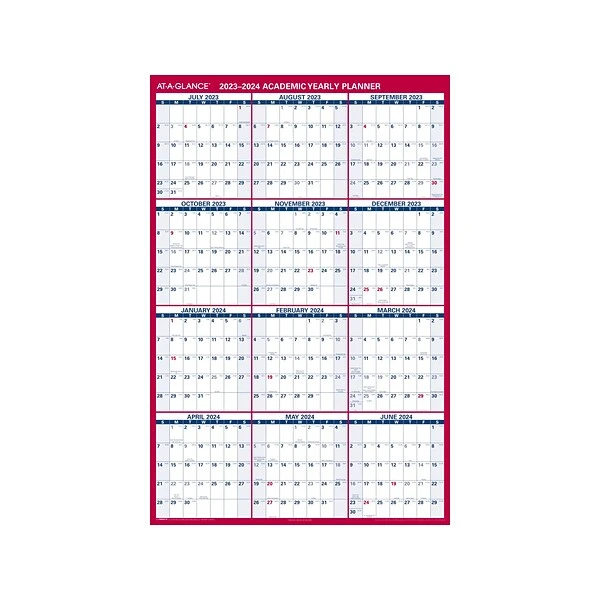 2023-2024 AT-A-GLANCE 48" X 32" Academic Yearly Wet-Erase Wall Calendar, Reversible, Red (PM36AP-28-24) 4 2023-2024 AT-A-GLANCE 48" X 32" Academic Yearly Wet-Erase Wall Calendar, Reversible, Red (PM36AP-28-24) - Image 2