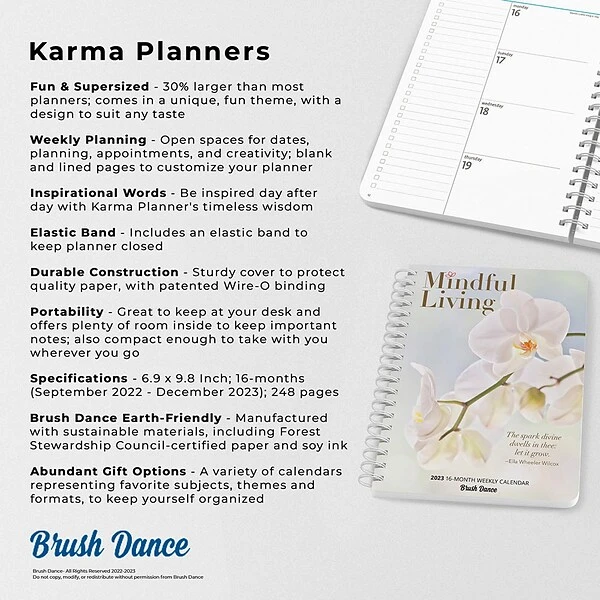 2023 Brush Dance Mindful Living 6.9" X 9.8" Weekly Karma Planner, Multicolor (9781975454685) 6 2023 Brush Dance Mindful Living 6.9" X 9.8" Weekly Karma Planner, Multicolor (9781975454685) - Image 4