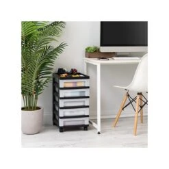 Iris 5-Drawer Storage Cart, Black/Translucent White (585006) -Bostich Shop C0A2C095 7A85 42AE BF77D343AF78B078 s7