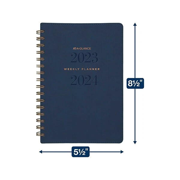 2023-2024 AT-A-GLANCE Signature 5.5" X 8.5" Academic Weekly & Monthly Planner, Faux Leather Cover, Navy (YP200A-20-24) 6 2023-2024 AT-A-GLANCE Signature 5.5" X 8.5" Academic Weekly & Monthly Planner, Faux Leather Cover, Navy (YP200A-20-24) - Image 4