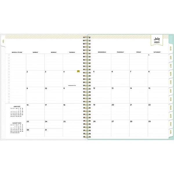 2023-2024 Blue Sky Day Designer Secret Garden Mint 8.5" X 11" Academic Weekly & Monthly Planner, Plastic Cover (137896-A24) 4 2023-2024 Blue Sky Day Designer Secret Garden Mint 8.5" X 11" Academic Weekly & Monthly Planner, Plastic Cover (137896-A24) - Image 2