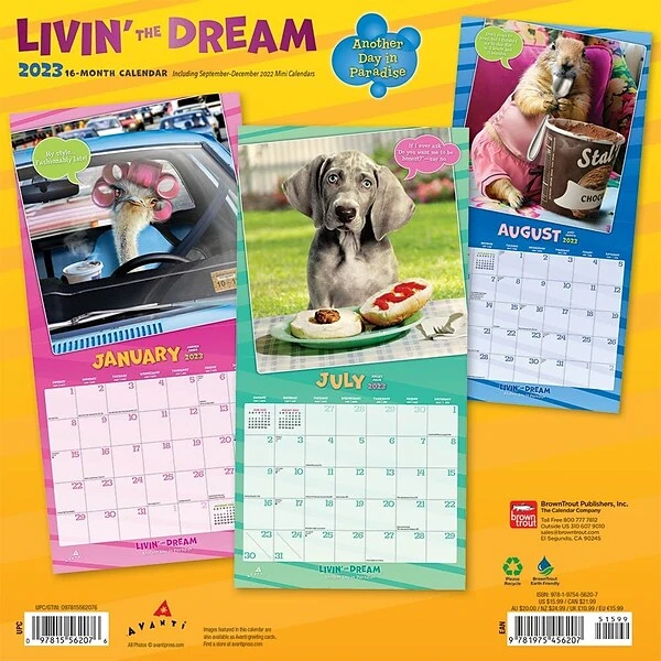 2023 BrownTrout Avanti Livin' The Dream 12" X 12" Monthly Wall Calendar (9781975456207) 3 2023 BrownTrout Avanti Livin' The Dream 12" X 12" Monthly Wall Calendar (9781975456207)