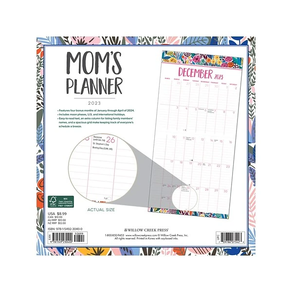 2023 Willow Creek Mom's Planner 7" X 7" Monthly Wall Calendar (30400) 3 2023 Willow Creek Mom's Planner 7" X 7" Monthly Wall Calendar (30400)
