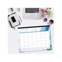 2023-2024 Blue Sky Gemma 22" X 17" Academic Monthly Desk Pad Calendar, Blue/White (144384)