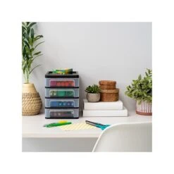 Iris 4-Drawer Desktop Unit, Black/Clear (586015) -Bostich Shop C9A5021F C97D 4496 9A0A0BD1F65091C7 s7