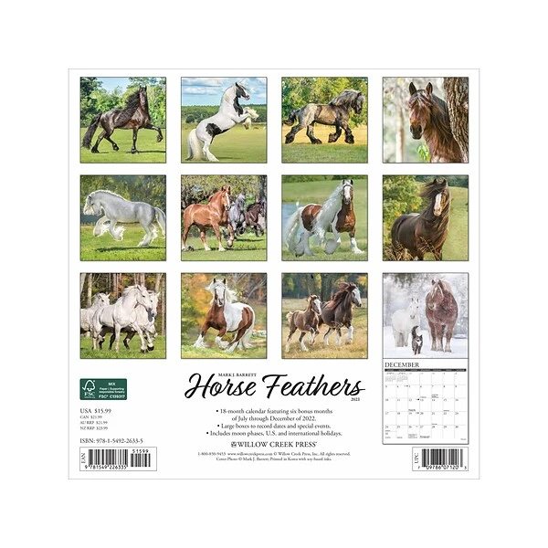 2023 Willow Creek Horse Feathers 12" X 12" Monthly Wall Calendar (26335) 3 2023 Willow Creek Horse Feathers 12" X 12" Monthly Wall Calendar (26335)