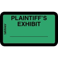 Tabbies Plaintiff's Exhibit Labels, Pre-Printed, 1" X 1 5/8", Green, 252/Pack (58025)