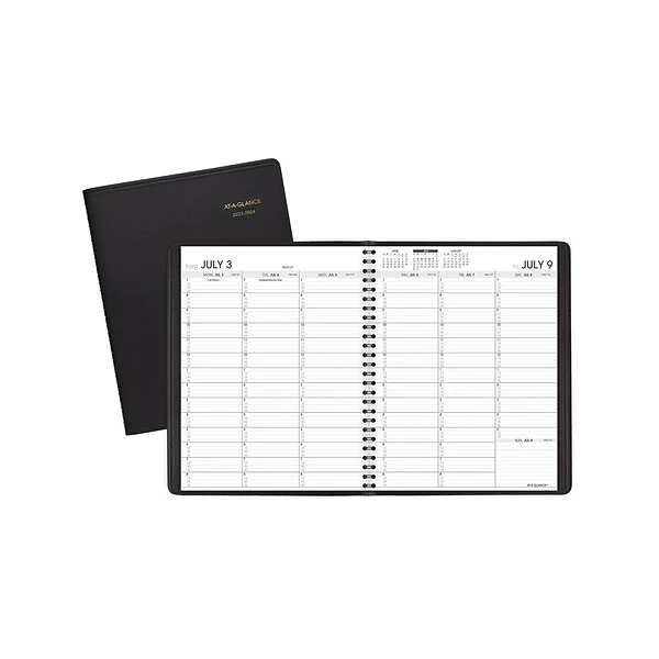 2023-2024 AT-A-GLANCE 7" X 8.75" Academic Weekly Appointment Book Planner, Faux Leather Cover, Black (70-958-05-24) 4 2023-2024 AT-A-GLANCE 7" X 8.75" Academic Weekly Appointment Book Planner, Faux Leather Cover, Black (70-958-05-24) - Image 2