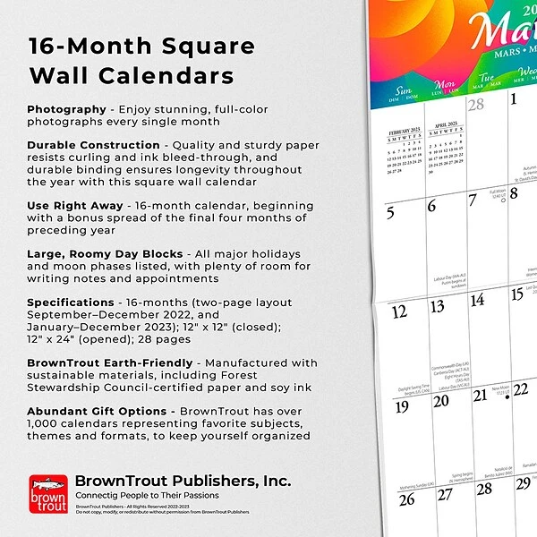 2023 BrownTrout Big & Bright Large Print 12" X 12" Monthly Wall Calendar, (9781975451233) 6 2023 BrownTrout Big & Bright Large Print 12" X 12" Monthly Wall Calendar, (9781975451233) - Image 4